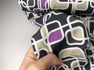 Viscosejersey - retro grafik i grå og lilla